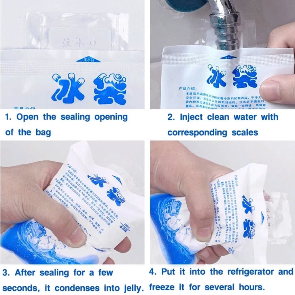 COMBO 10 Túi đá gel khô 400ml bảo quản thực phẩm, an toàn, tiện lợi - Không chảy nước - Giữ lạnh thực phẩm, đồ ăn Túi đá khô giữ nhiệt bảo quản lạnh sữa an toàn, tiện lợi