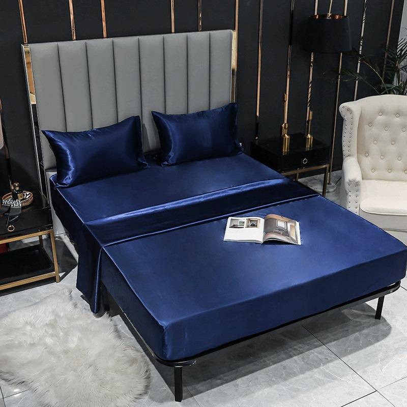 Sang Trọng Satin Trang Bị Giường Lụa Mềm Bọc Nệm Thun Bedsheet Nhà Đơn Đôi Full Nữ Hoàng Vương Kích Thước Tờ