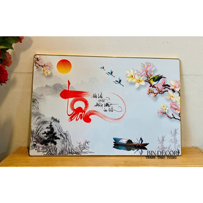 (ẢNH THẬT) TRANH TREO TƯỜNG CHỮ TÂM KÈM ĐINH TREO
