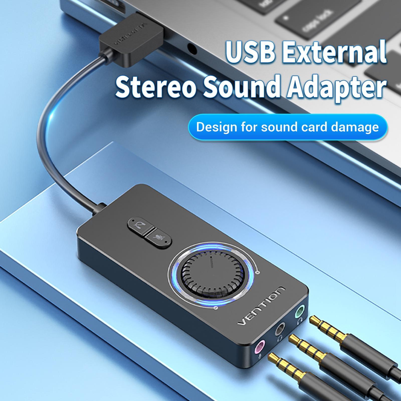 Splitter Converter External USB Sound Adapter USB Sound Card for Windows