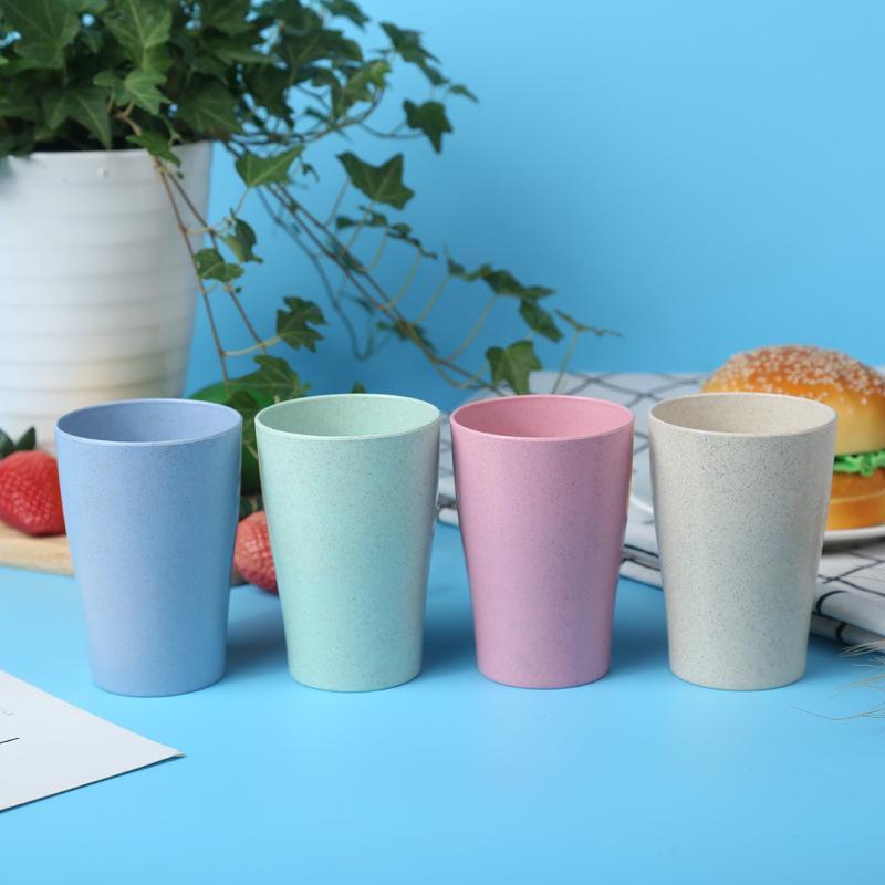 Wheat Straw 4pcs/set Water Cup Biodegradable Children Breakfast Eco-Friendly Milk Drink Cup Couple Mouthwash Cup Drinkware