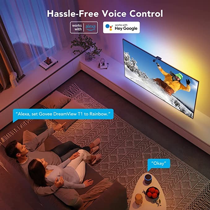 Dây đèn LED trang trí TV Govee Immersion WiFi TV Backlights H6199 | Led thông minh cho rạp phim tại gia, cảm biến âm thanh, công nghệ màu RGBIC| Hàng chính hãng