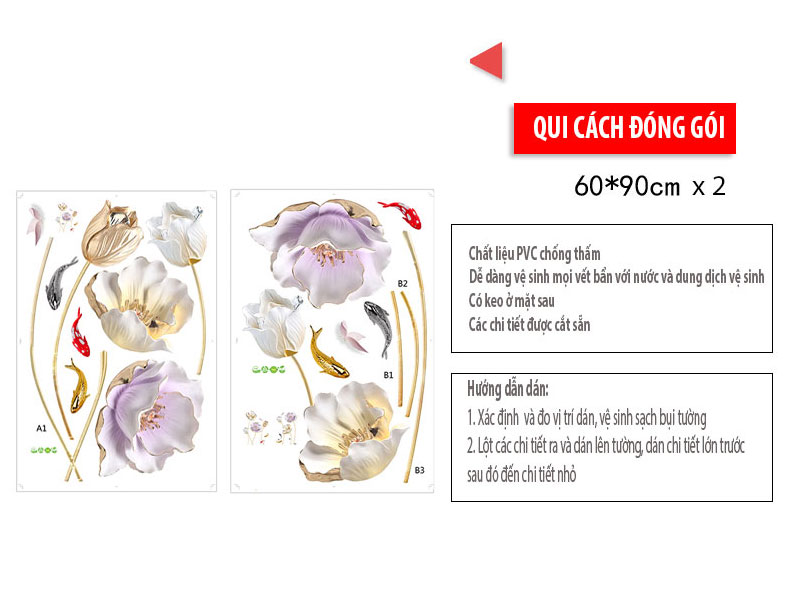 Decal dán tường HOA TULIP 3D CH2007