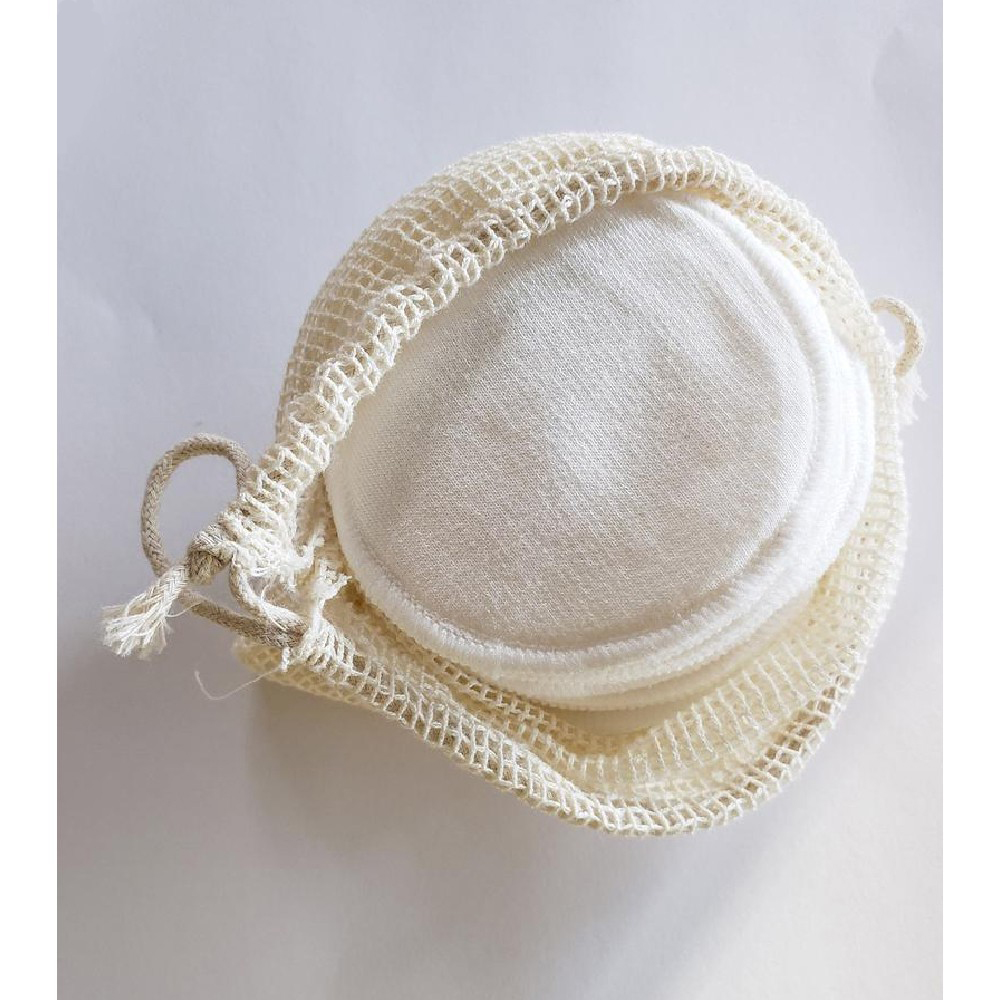 Bông tẩy trang Cotton Pads tái sử dụng nhiều lần vải sợi tre sạch da phân huỷ sinh học thân thiện môi trường (6 miếng + Túi lưới)