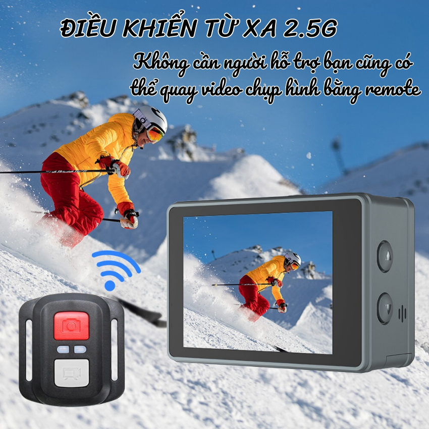 Camera hành trình 5K Chống nước Chống rung ô tô ,xe máy - Camera Sport đi phượt kết nối wifi điện thoại - Hàng chính hãng