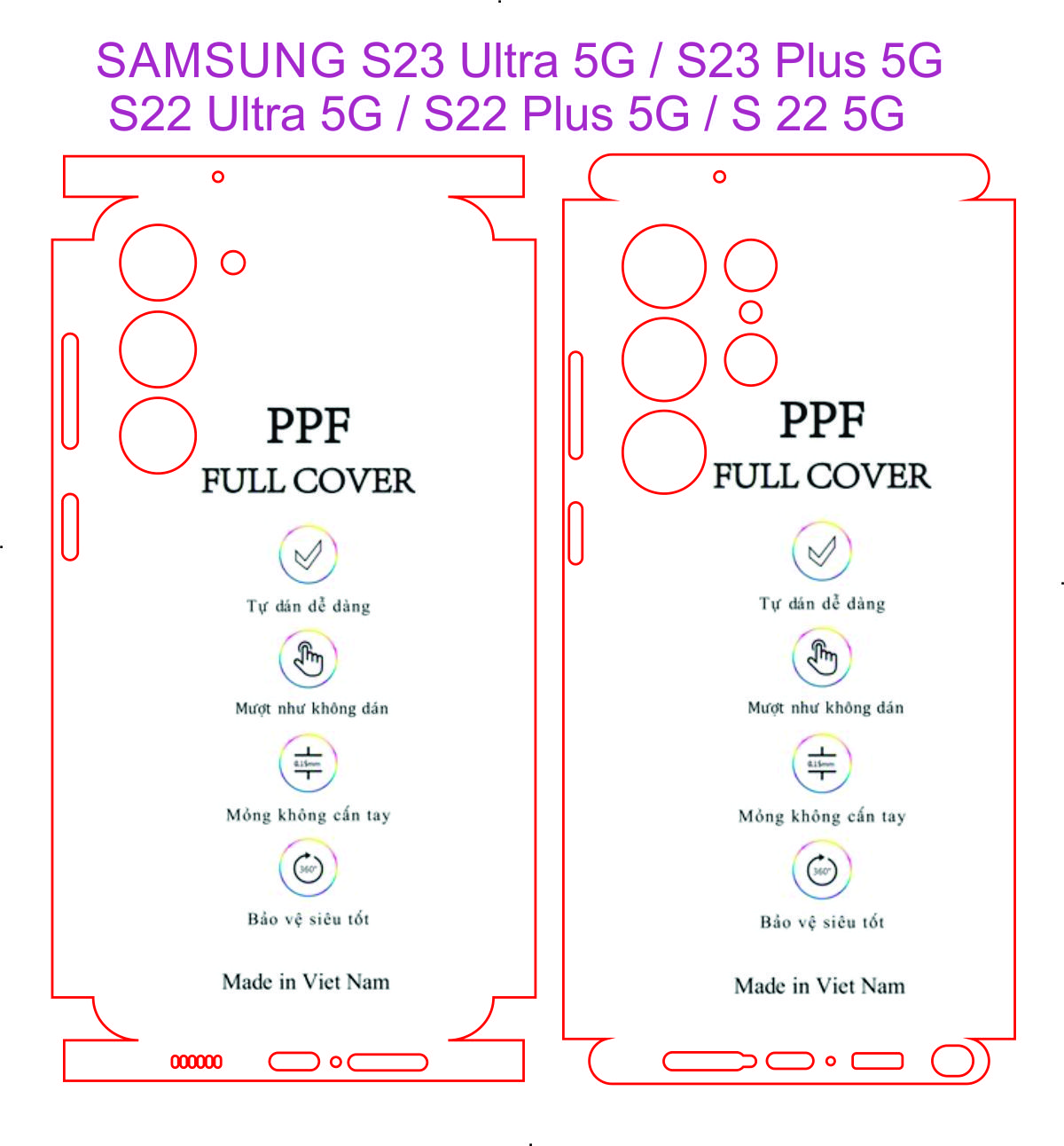 Miếng Dán dẻo PPF full viền dành cho SAMSUNG S23 Ultra/ S23 plus/ S23/ S22 Ultra/ S22 plus/ S22...