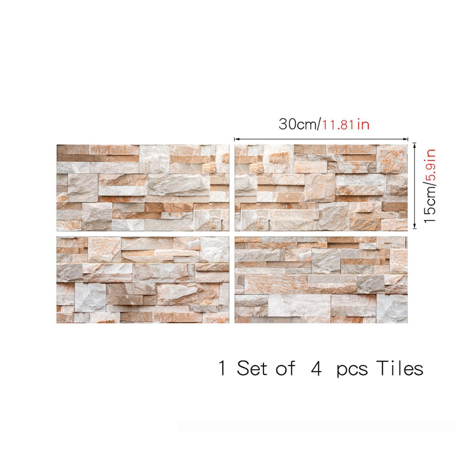 4Pcs 3D Brick Wallpaper  Wall Stickers Waterproof Self Paste Decorative Wall Decal Wall Panels for Furniture Laundry Dining Room