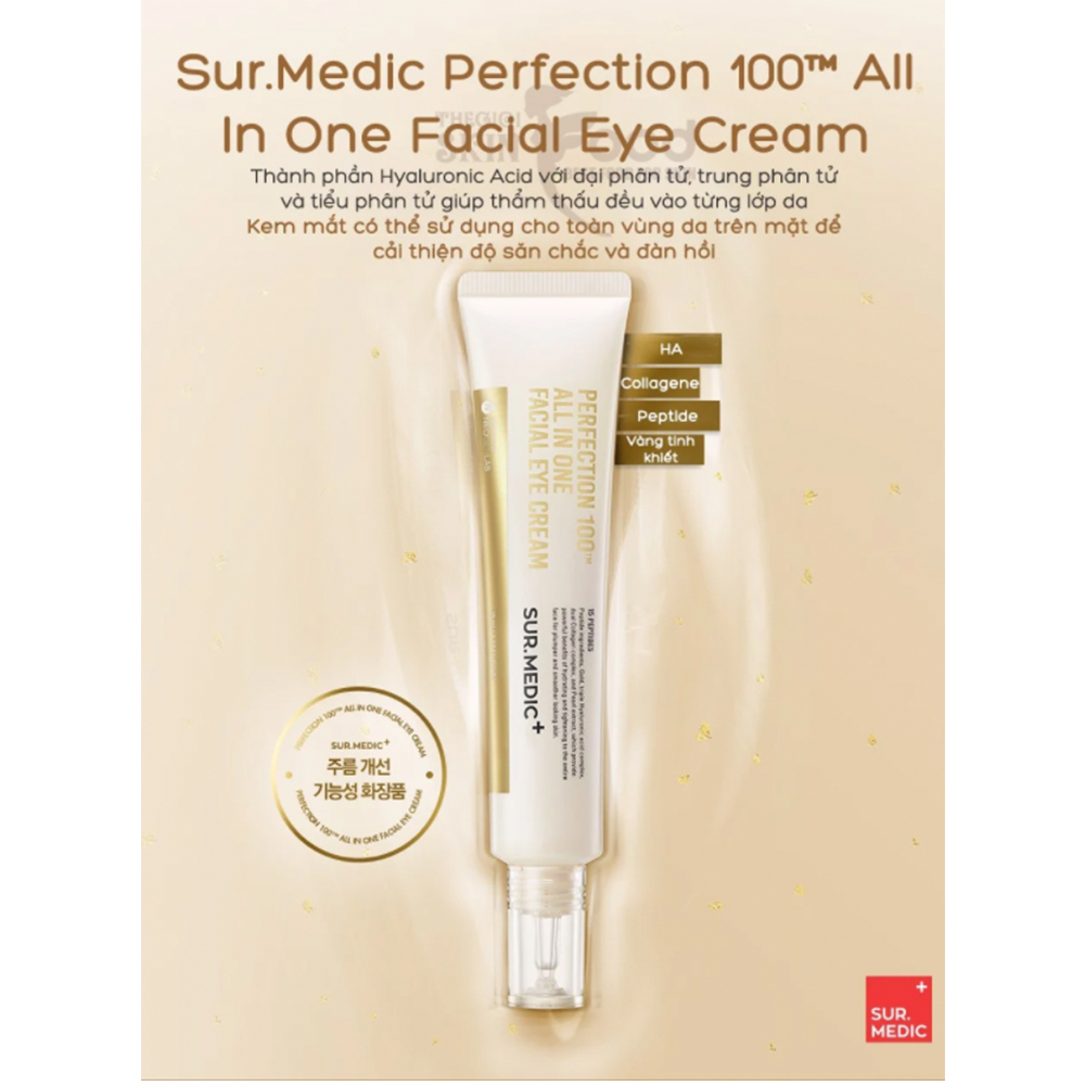 Kem hỗ trợ trị thâm mắt, xoá mờ nếp nhăn Sur.Medic+ Perfection 100tm All In One Facial Eye Cream 35ml