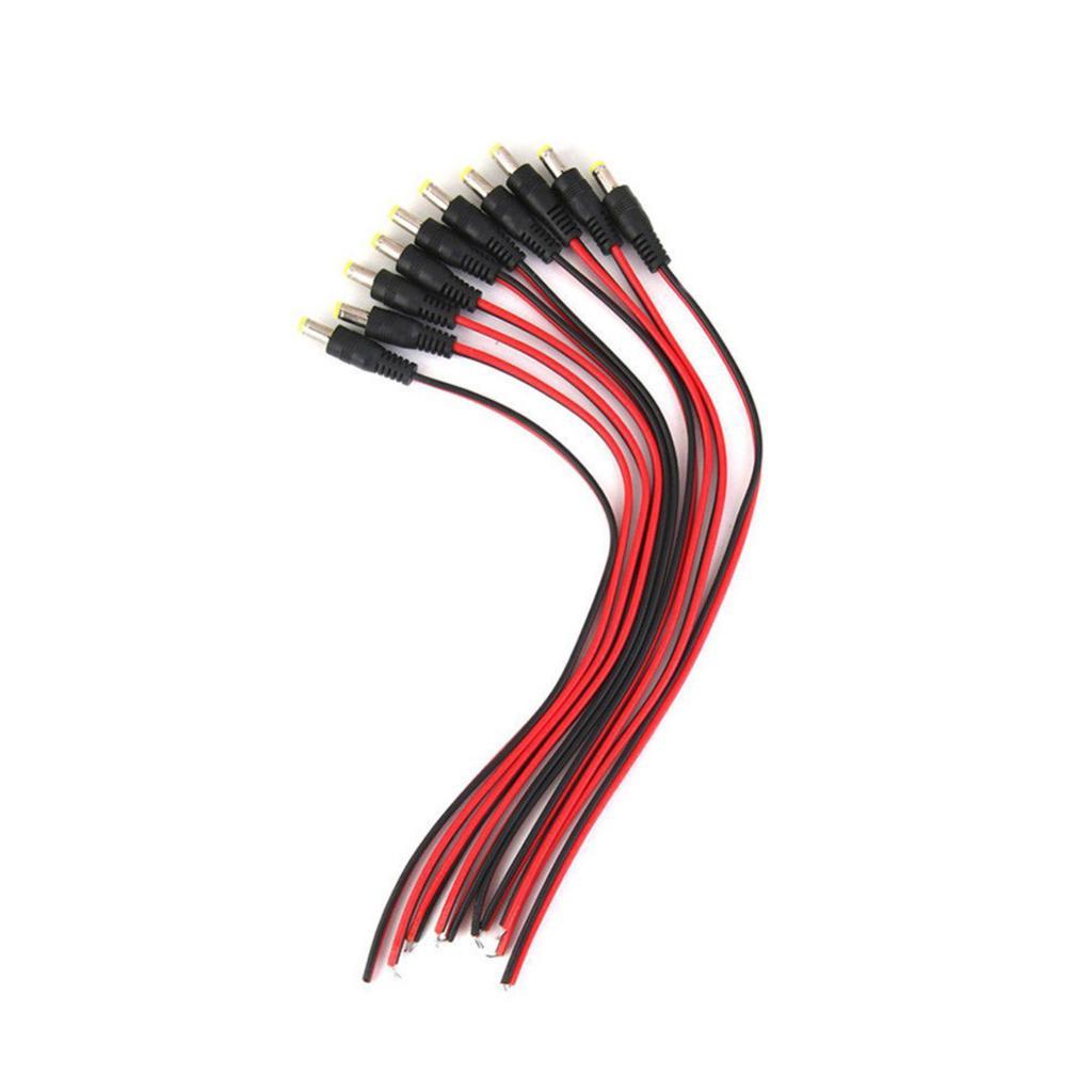 10 pcs 12V Male DC Power Socket Jack Connector Cable Plug Wire 5.5x2.1mm
