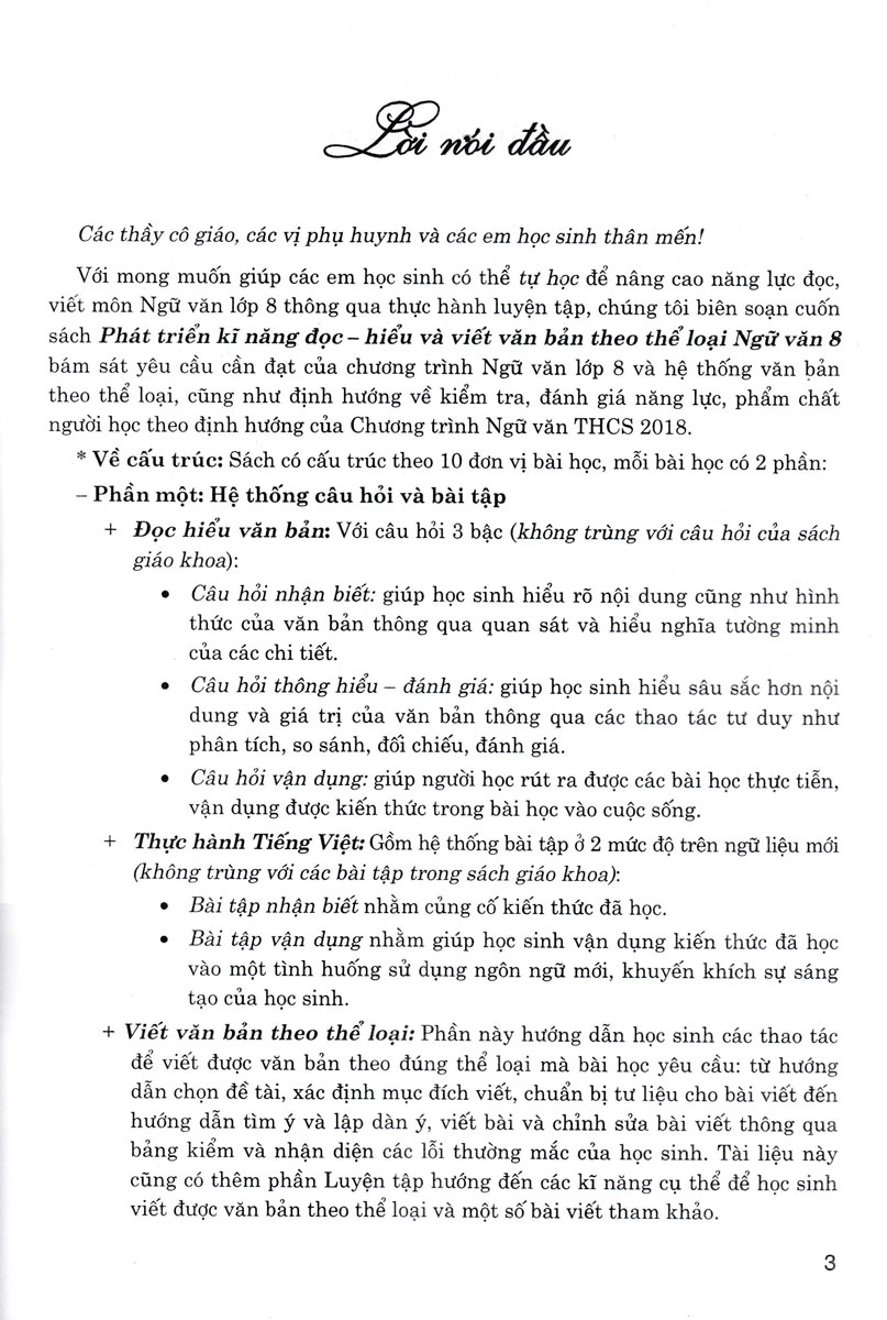 Phát Triển Kĩ Năng Đọc - Hiểu Và Viết Văn Bản Theo Thể Loại Môn Ngữ Văn 8 (Bám Sát SGK Cánh Diều) _HA