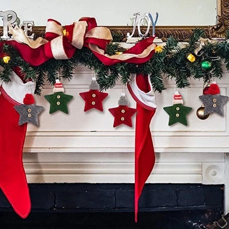 Ngôi sao năm cánh dệt kim trang trí cây thông giáng sinh