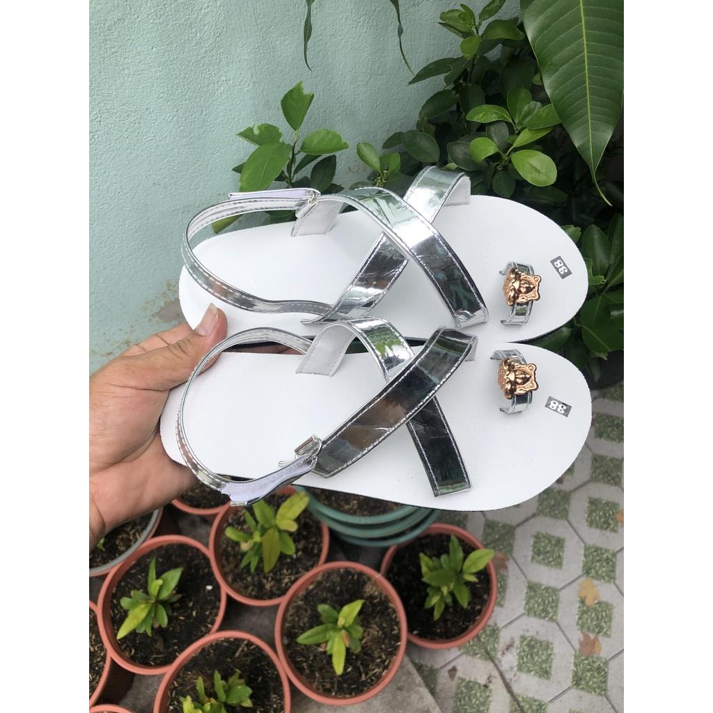 sandal đồng nai xăng đan nữ đế trắng quai màu bạc size từ 35 nữ đến 42 nữ