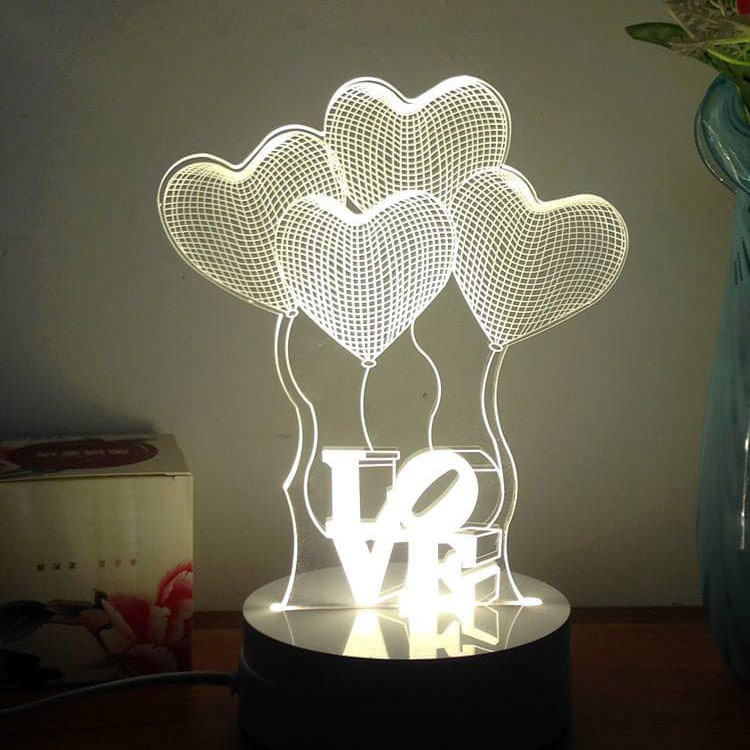 Đèn ngủ 3D hình trái tim LOVE - tiết kiệm điện