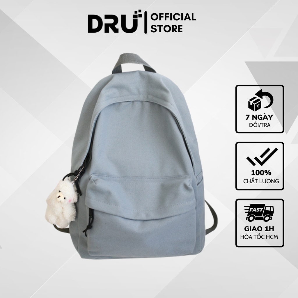 Balo Cao Cấp - Phong Cách Ulzzang Hàn Quốc Nam Nữ Thời Trang Cute Dễ Thương Basic - DRU BL030 - Hàng Chính Hãng