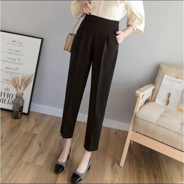 Quần baggy nửa chun sau khóa lệ hông chất tuyết mưa from dáng chuẩn thời trang Banamo Fashion quần baggy chun sau 835