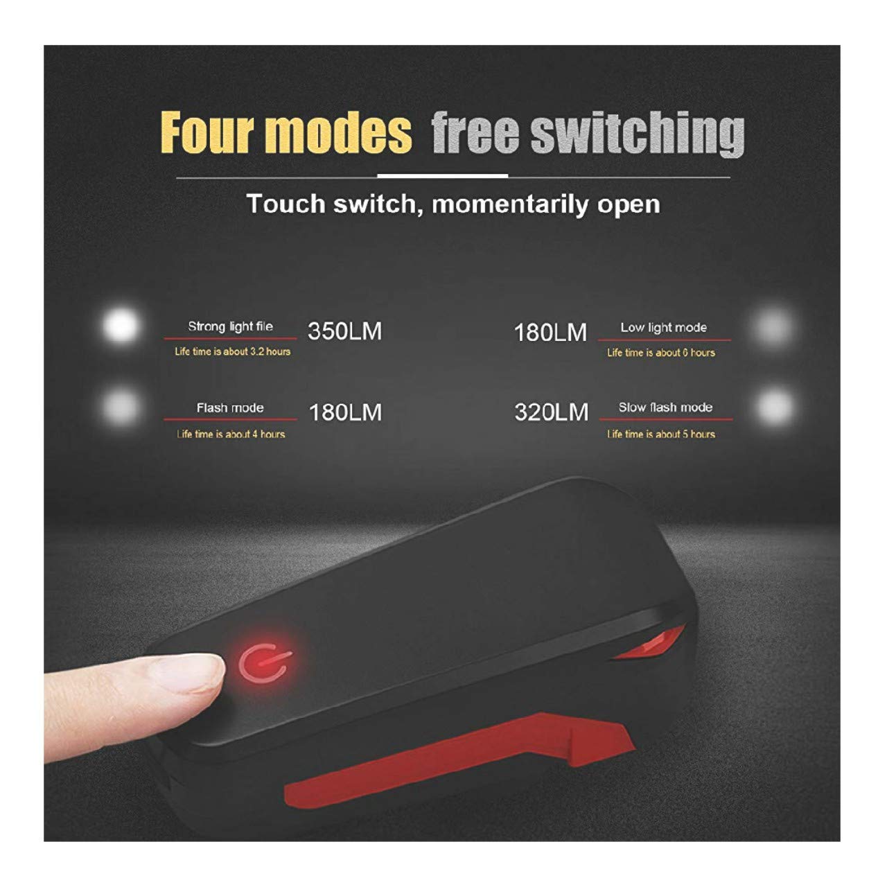 Đèn xe đạp tích hợp còi báo động nhiều chế độ sáng, chống nước IPX5 Bicycle Light LED Front Light