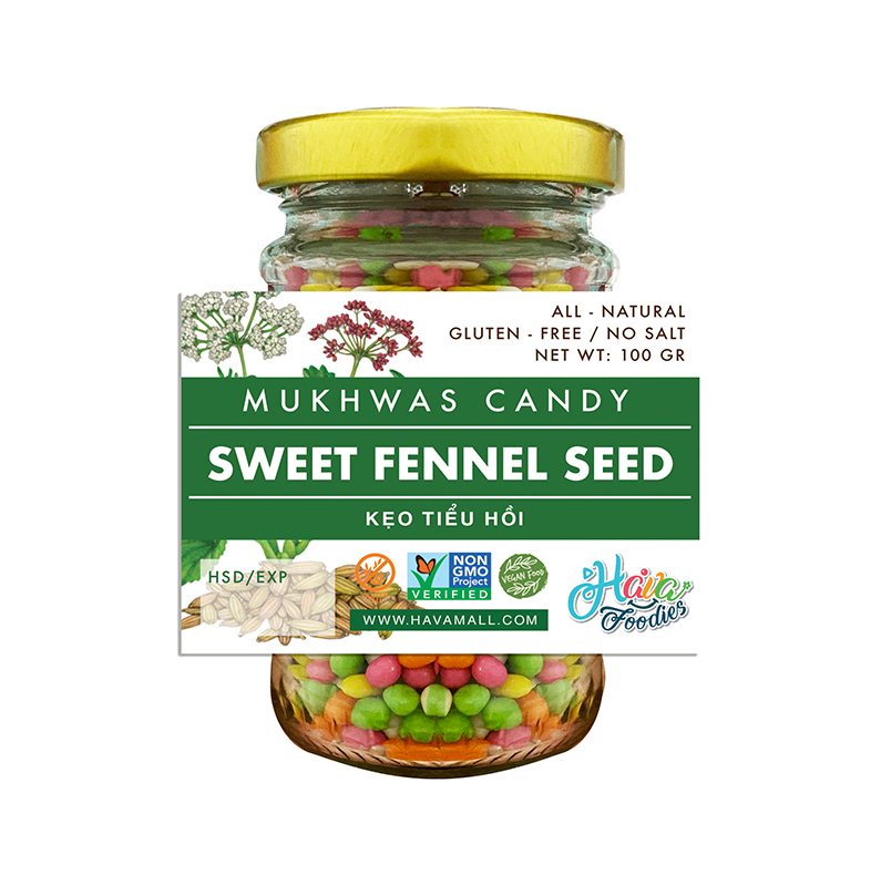 Kẹo Tiểu Hồi Hương Ấn Độ Havafoodies Hủ 100g – Sweet Fennel Seed
