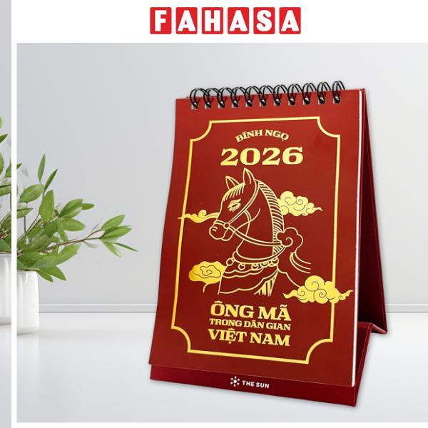 Lịch Bàn Chữ A 2026 - The Sun - Ông Mã - Màu Đỏ
