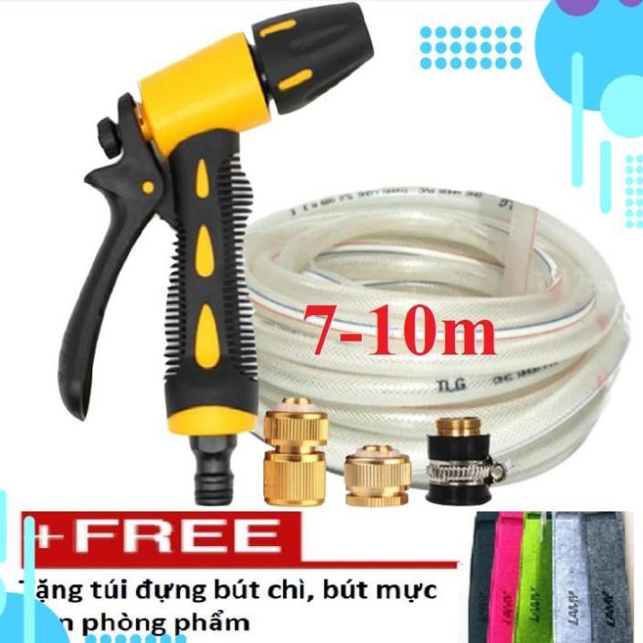 Bộ dây vòi xịt ️bơm nước phun sương️ , tăng áp 3 lần, loại 7m, 10m 206319 đầu đồng, cút đồng, + túi đựng bút