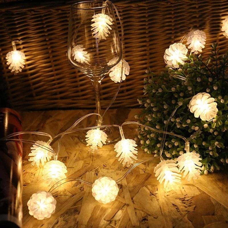 Dây Đèn Led 10 / 20 Bóng Hình Quả Thông Trang Trí Giáng Sinh