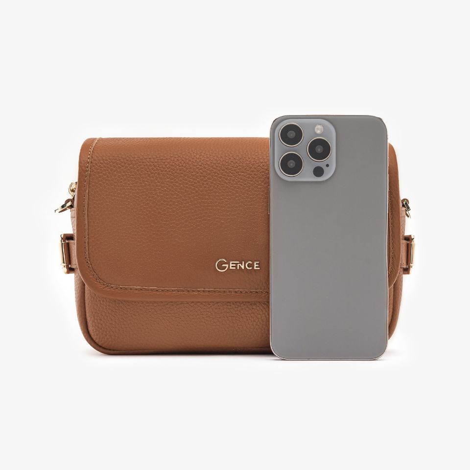 Túi Đeo Chéo Nam Chính Hãng GENCE TD18 Chất Liệu Da Bò Cao Cấp Màu Nâu Vàng