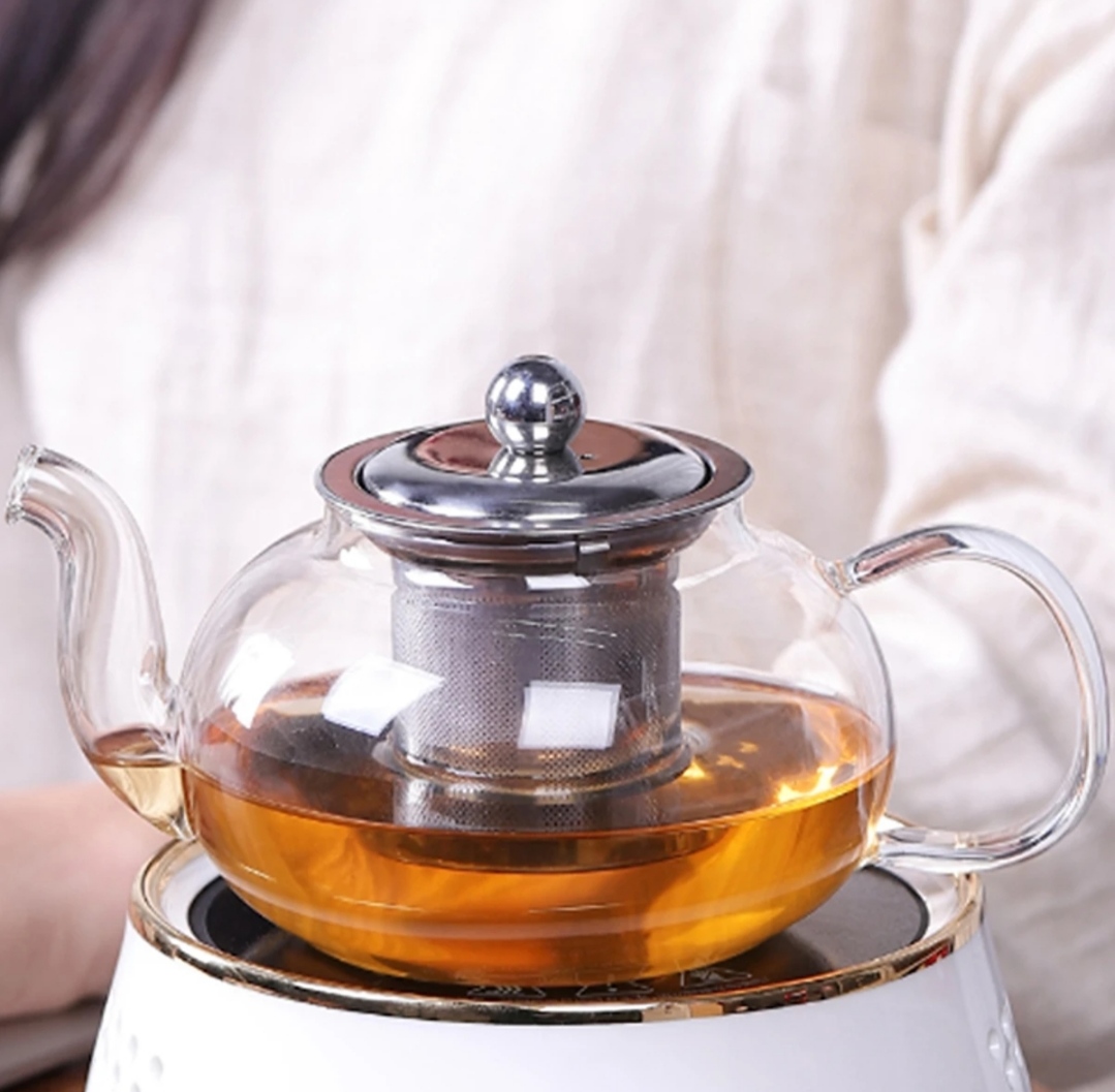 Ấm pha trà thủy tinh lõi lọc inox thủy tinh chịu nhiệt