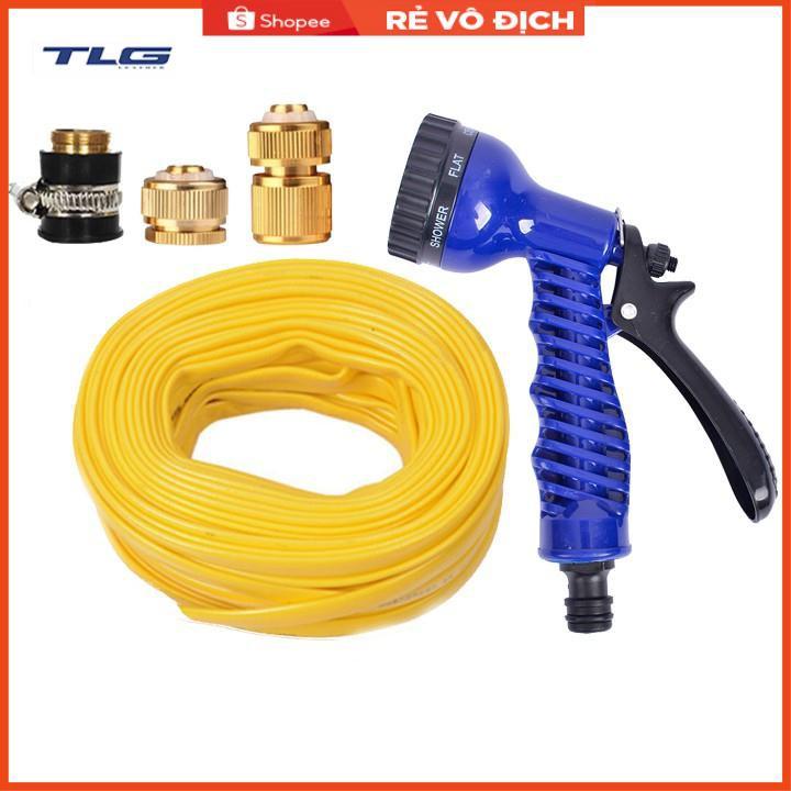 Bộ dây tăng áp 3 lần vòi xịt nước rửa xe, tưới cây loại 7-10m(cút đồng-nối đồng) 206843
