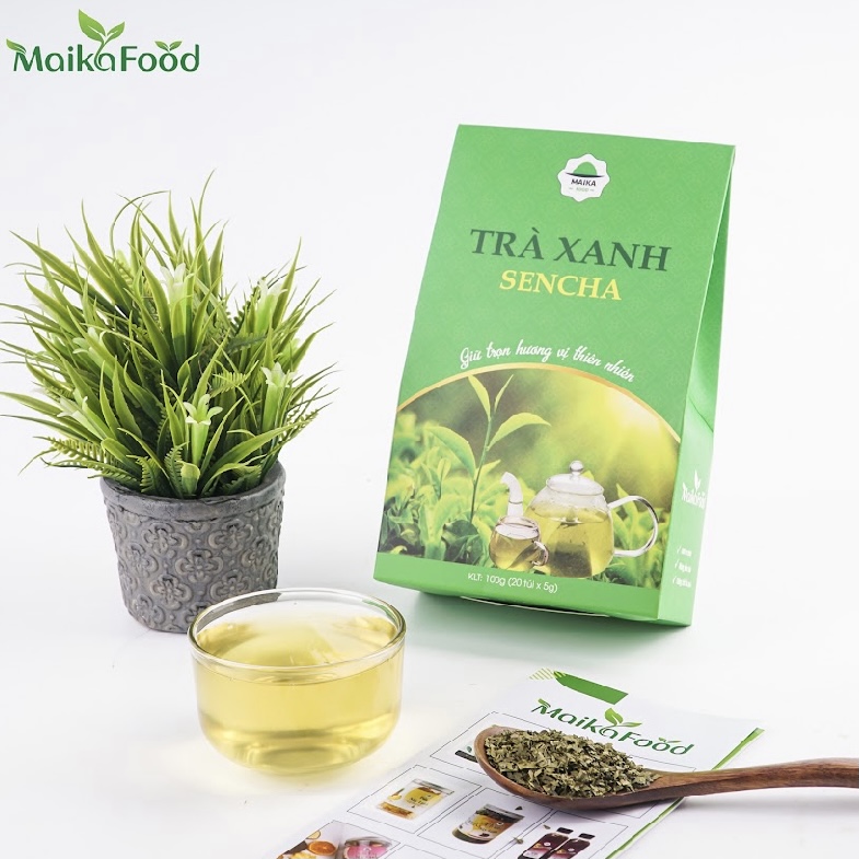 Trà Xanh Sencha MaikaFood Hộp 100gr 20 Gói