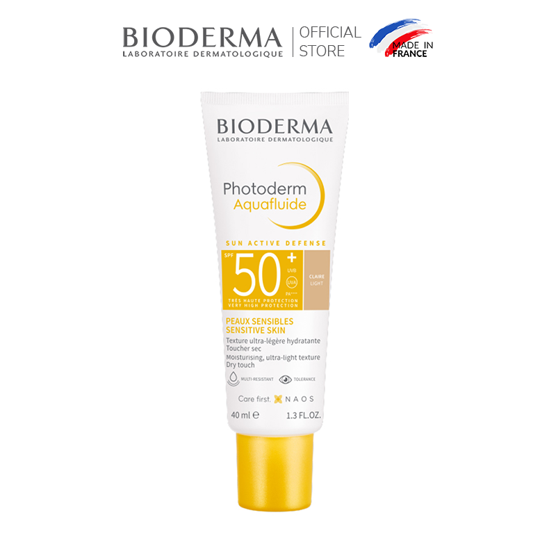 Kem chống nắng giảm bóng nhờn cho mọi loại da Bioderma Photoderm Aquafluide SPF50+ Claire 40ml [Màu da Tự nhiên]