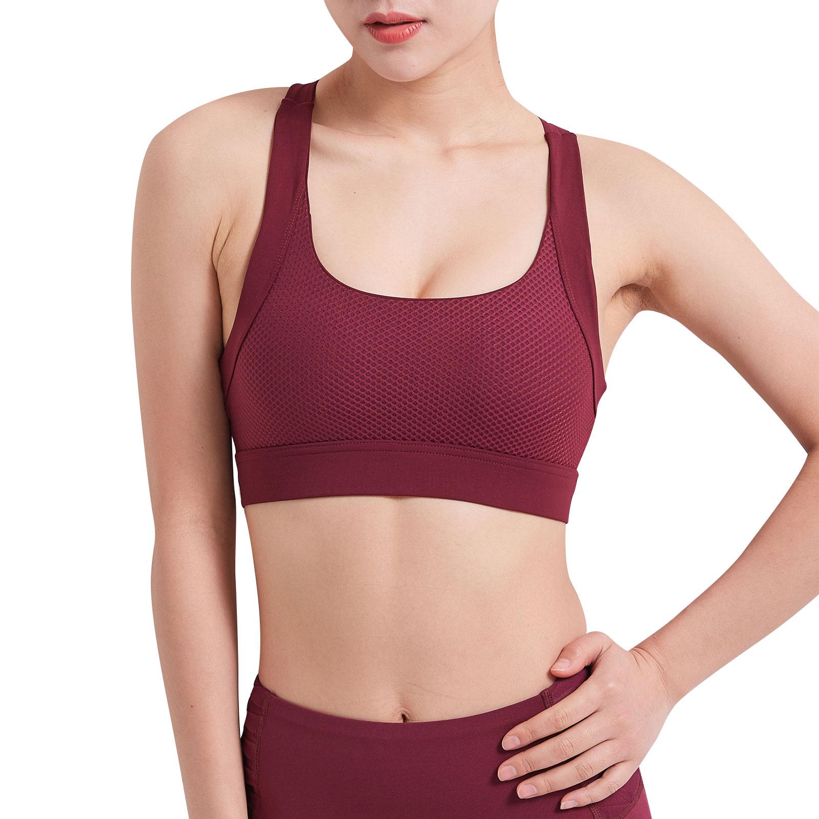 Áo ngực Thể thao cho nữ tập thể thao yoga, có Quai chéo Dây lưới Đệm áo Crop Tops