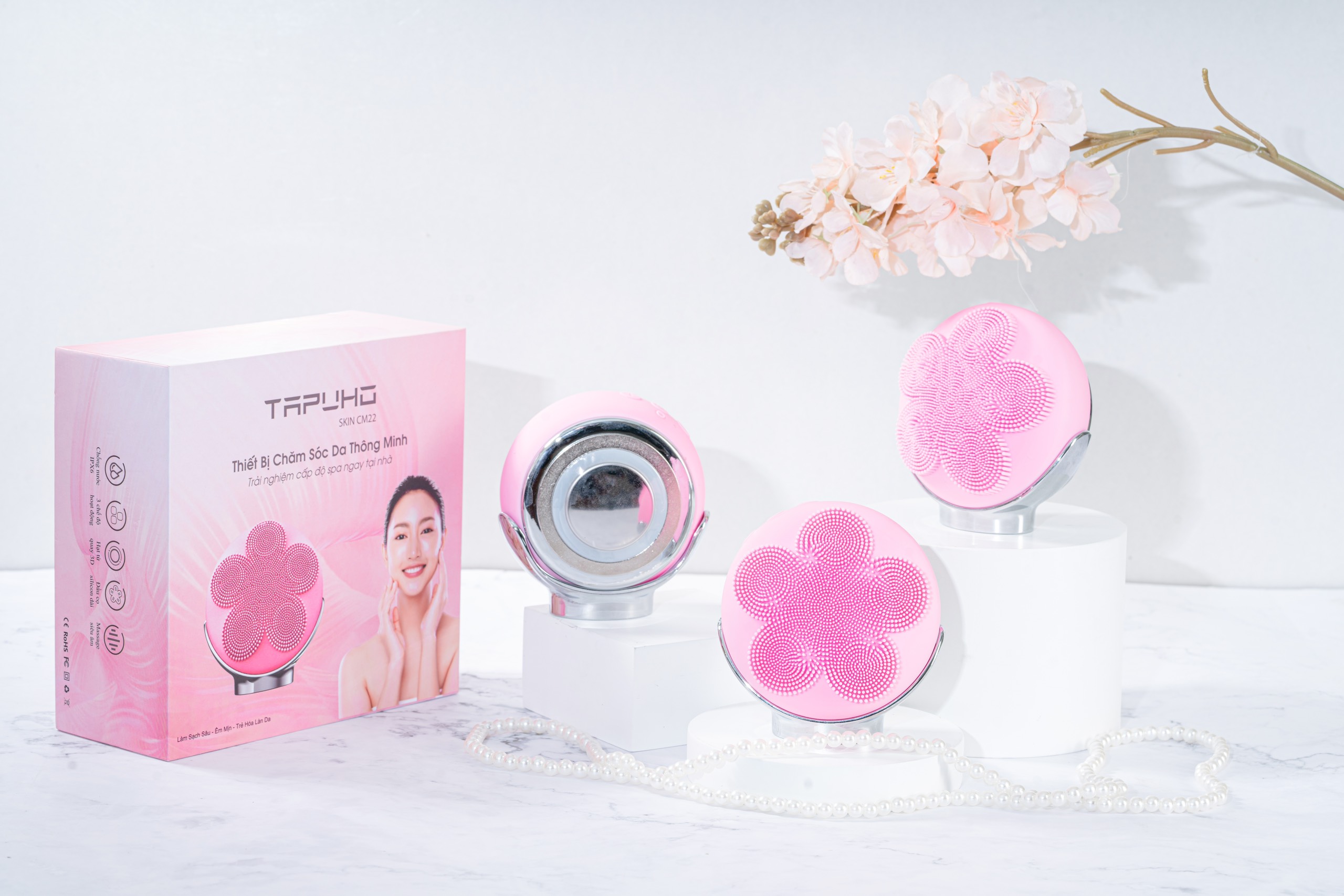 Máy rửa mặt và đẩy tinh chất TAPUHO SKIN CM22, 4 trong 1, hàng chính hãng TAPUHO - thương hiệu Đức [hÀN CHÍNH HÃNG]