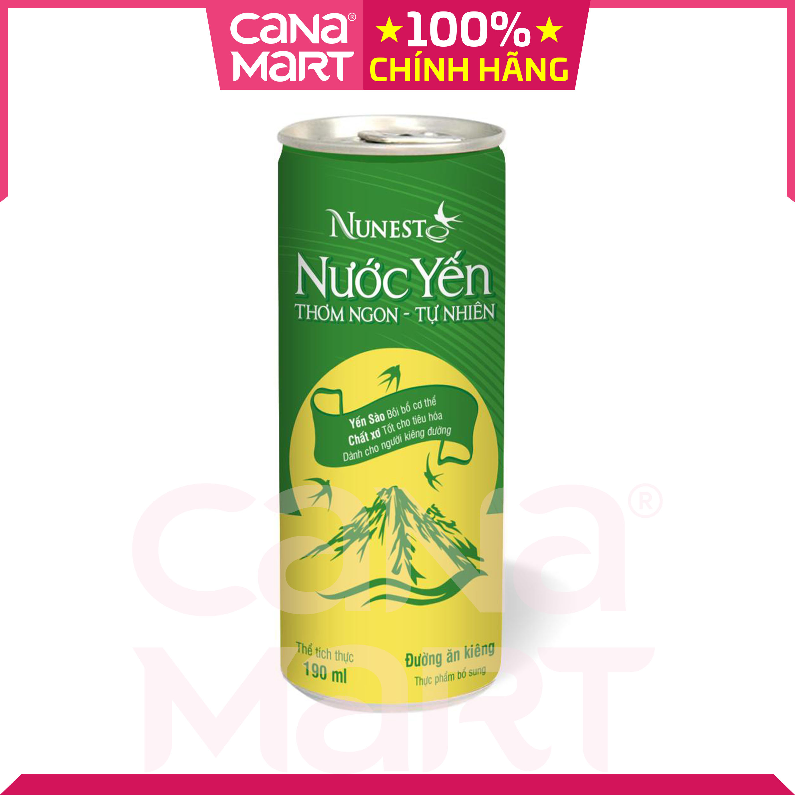 [Hộp 6 lon x190ml] Nước yến sào Nunest ĐƯỜNG ĂN KIÊNG cho người lớn và trẻ em, bồi bổ cơ thể, tăng cường sức khỏe, tốt cho tiêu hóa