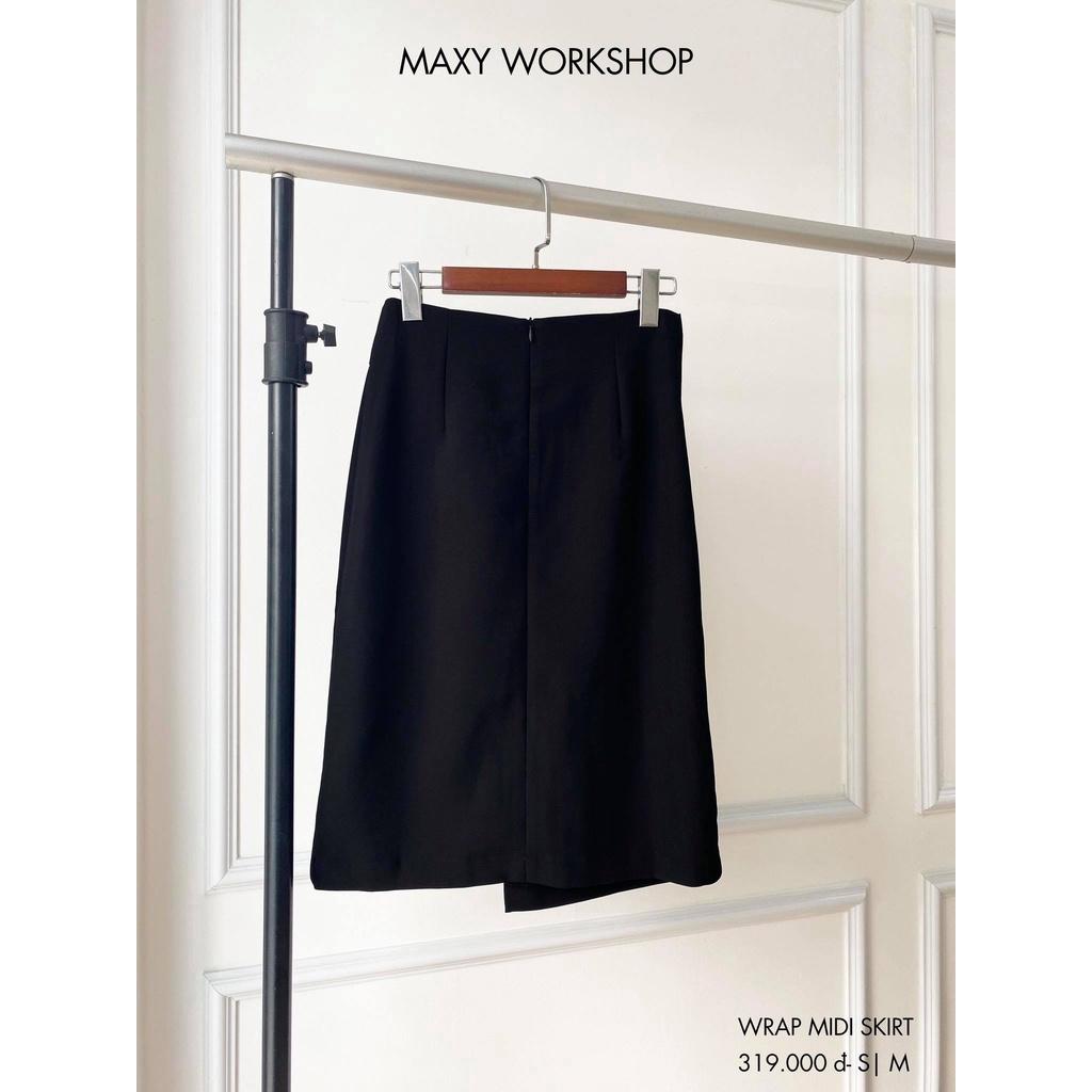 Chân váy đắp chéo tà lệch wrap midi skirt Maxy Workshop