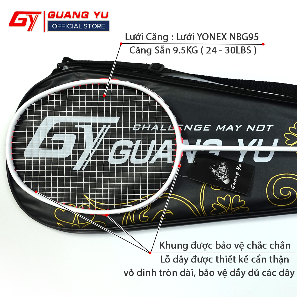 Vợt cầu lông Guangyu 6U cacbon trọng lượng 72g thân dẻo công thủ toàn diện V09