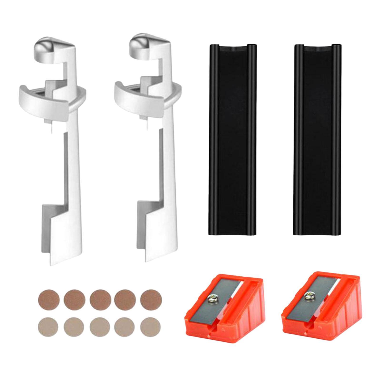 16pcs Pool Cue Repair Set: 2 Pool Cue Tip Clamp, 10 Billiard Cue Tips, 2 Shaping, 2 Planers