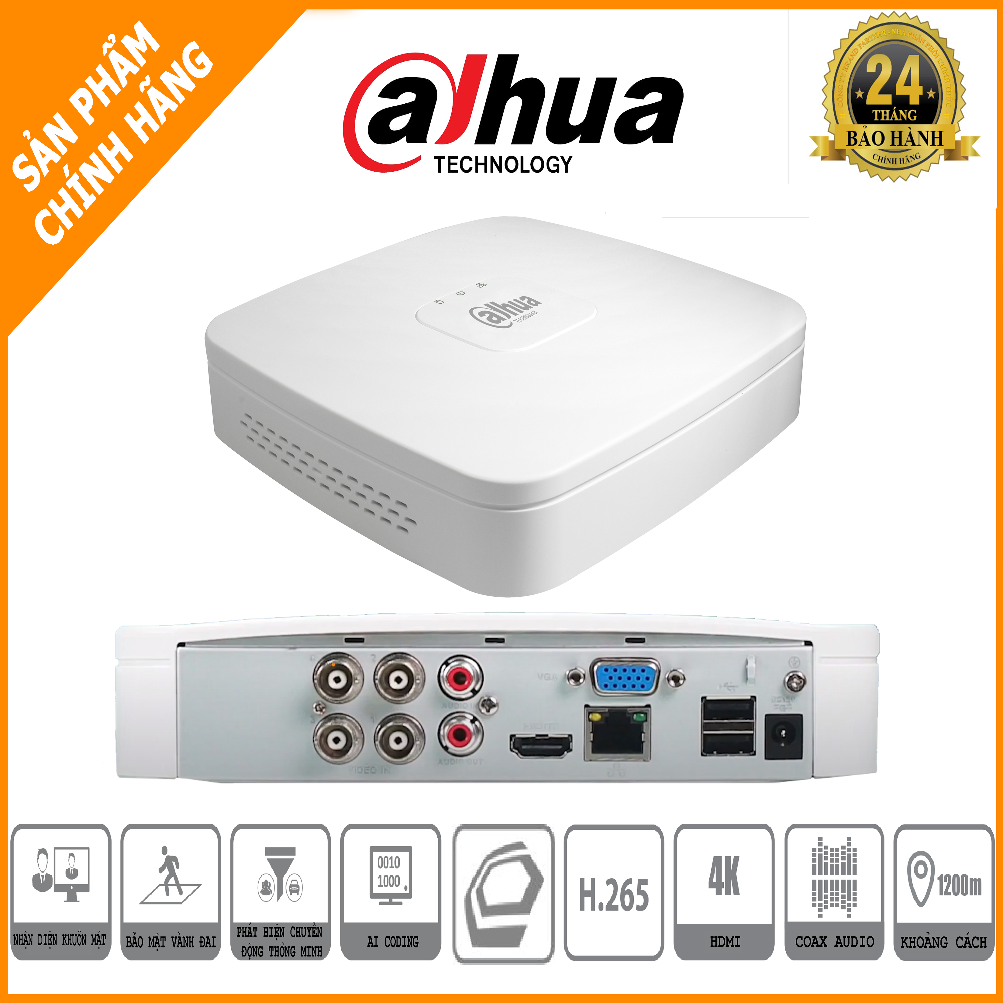 Đầu ghi hình analog XVR5104 và XVR5108HS, XVR5116H, ghi hình đến 4K, H.265+,HDCVI/Analog/IP/TVI/AHD,tương tích Onvif 2.4 - Hàng Chính Hãng