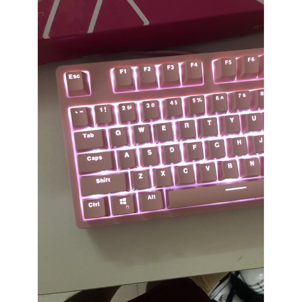 Bàn phím cơ EDRA EK387 Pink Huano switch version 2021 - Phiên bản màu hồng cực kute - Hàng chính hãng