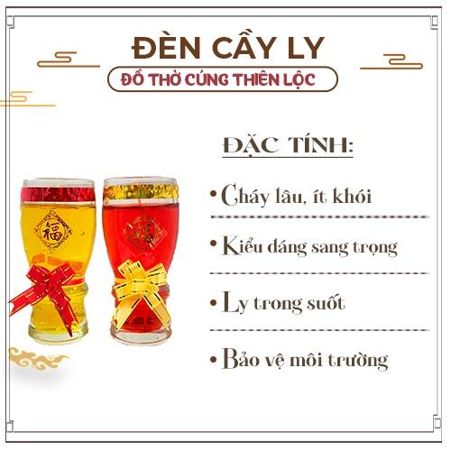 Đèn Cầy Ly Cúng A18L Nơ Vàng Cao 14cm Cháy Liên Tục 2 Ngày Đồ Thờ Cúng Thiên Lộc - Cặp 2 Ly