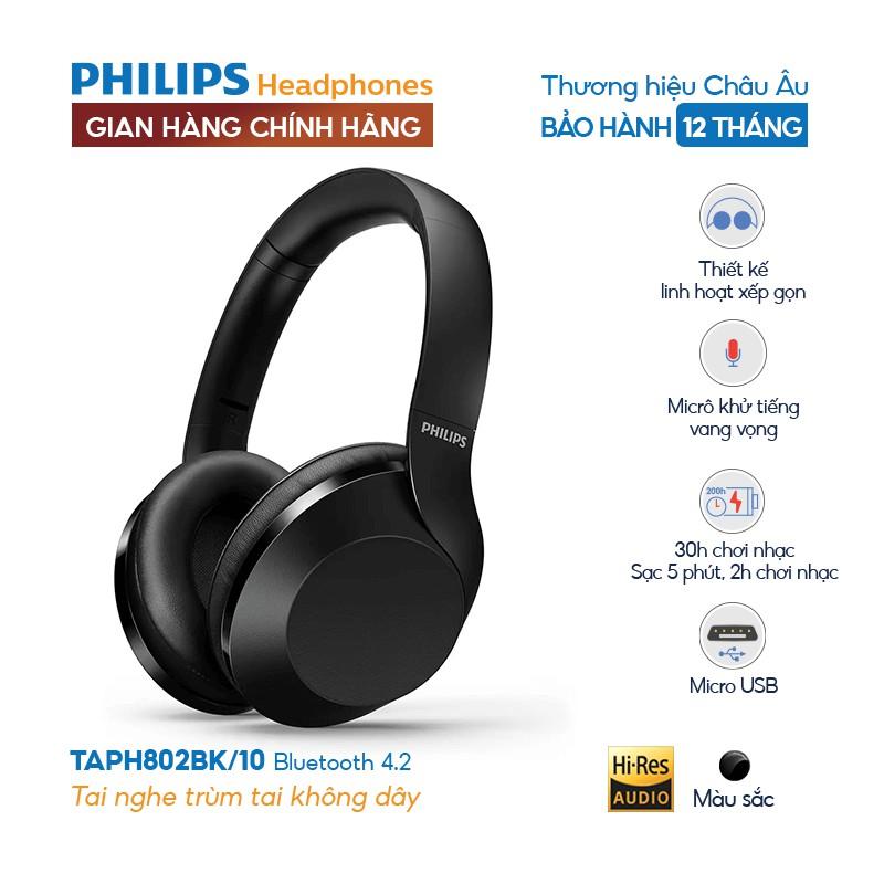 Tai nghe Bluetooth Philips HiRes Audio TAPH802BK/00 - Hàng nhập khẩu