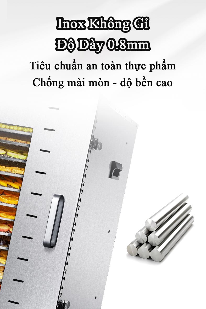 máy sấy thực phẩm hoa quả thịt cá  16 khay tròn trục xoay tự động điện 220v công suất 1500w