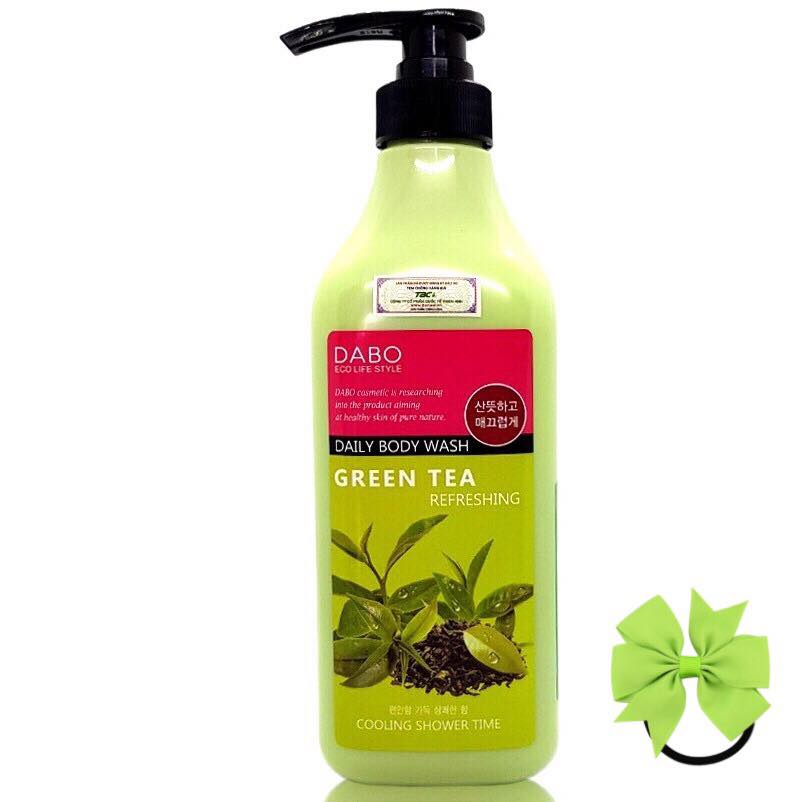 Sữa tắm chiết xuất từ trà xanh mát da ngừa mụn sạch nhờn DABO REFRESHING GREEN TEA DAILY BODY WASH Hàn Quốc Chính Hãng ( 750ml) [ Tặng dây cột tóc nơ ]