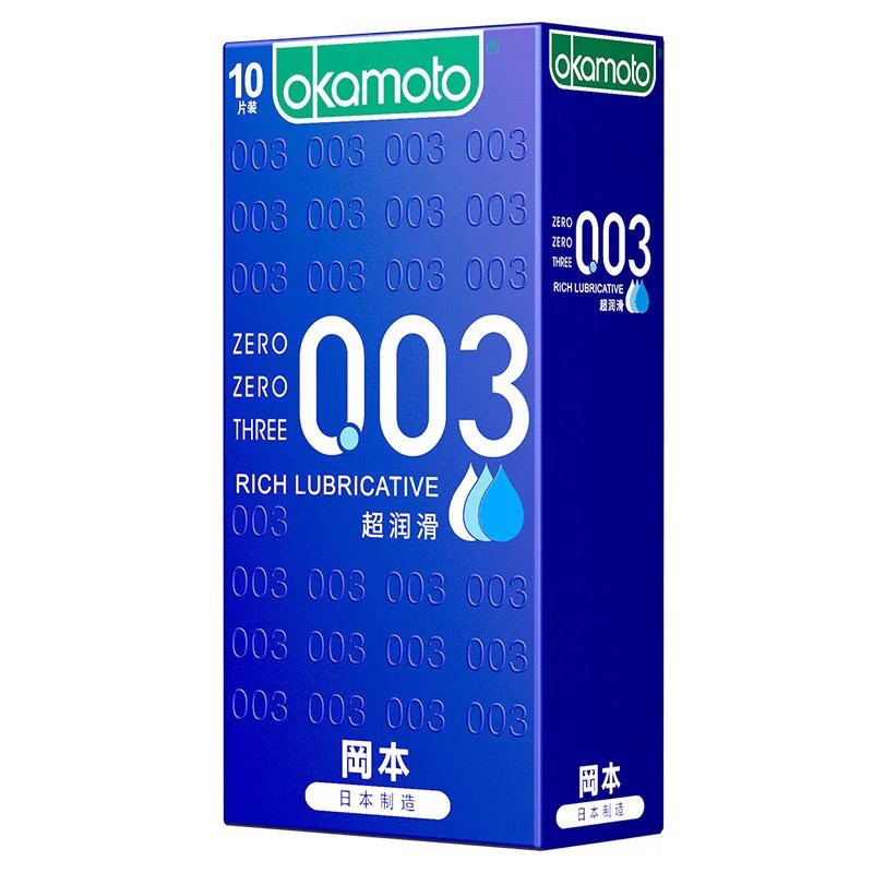 Bao Cao Su Okamoto 0.03 Cool Siêu mỏng Bóng Láng Mát lạnh Hộp 8 Cái