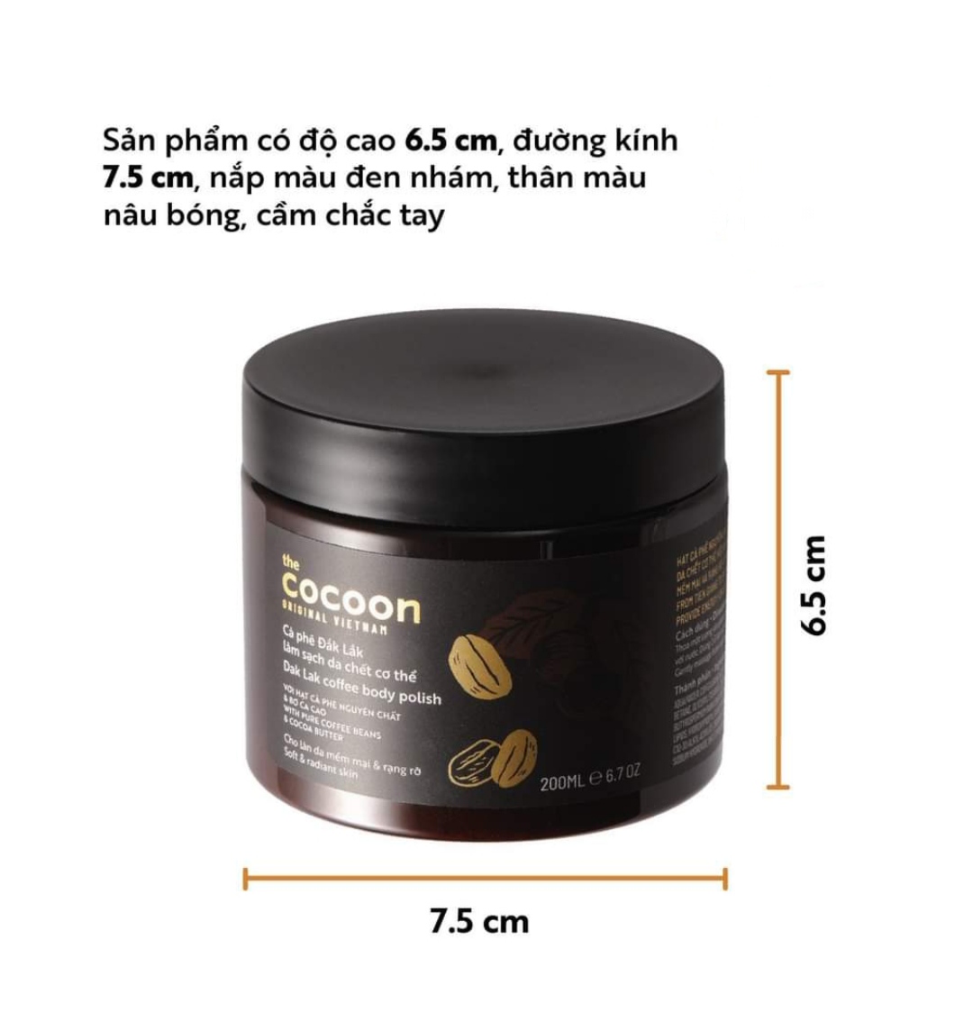 Combo Cà phê Đắk lắk làm sạch da chết Cocoon 200ml - Thanh Mộc Hương Hà Tĩnh