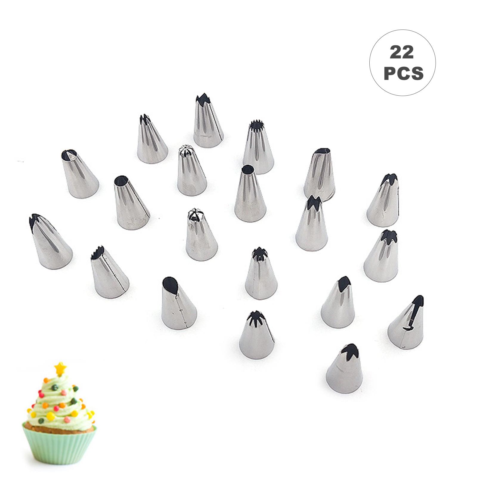 Bộ 22 Món Dụng Cụ Trang Trí Bánh Gồm Đui Bắt Bông Kem Bằng Thép Không Gỉ, túi đựng kem