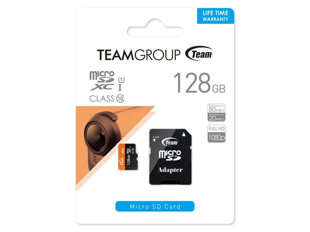 Thẻ nhớ 128GB Micro SDXC Team Group 500x upto 80MB/s + Adapter (cam) – Hàng Chính Hãng