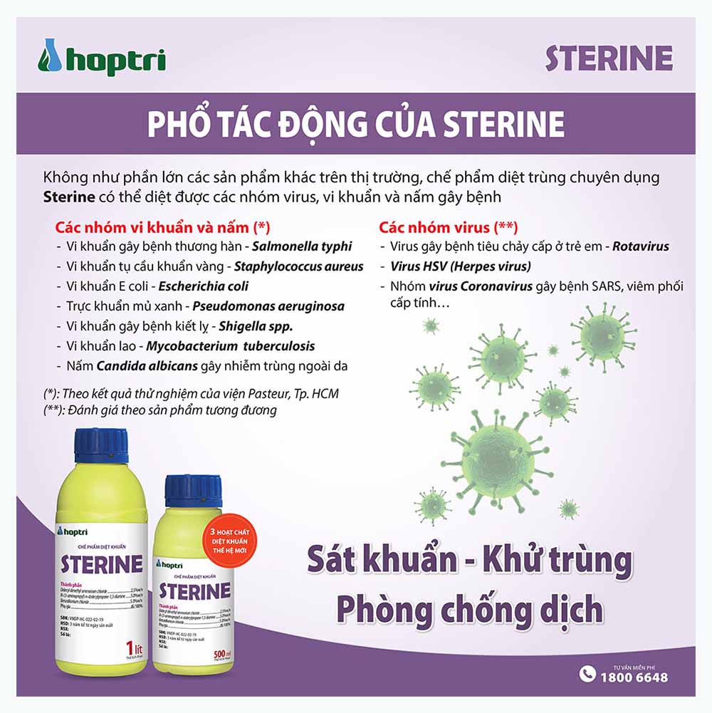 Dung dịch khử trùng SÁT KHUẨN PHÒNG CHỐNG DỊCH chuyên dụng Sterine (Chai 1L)