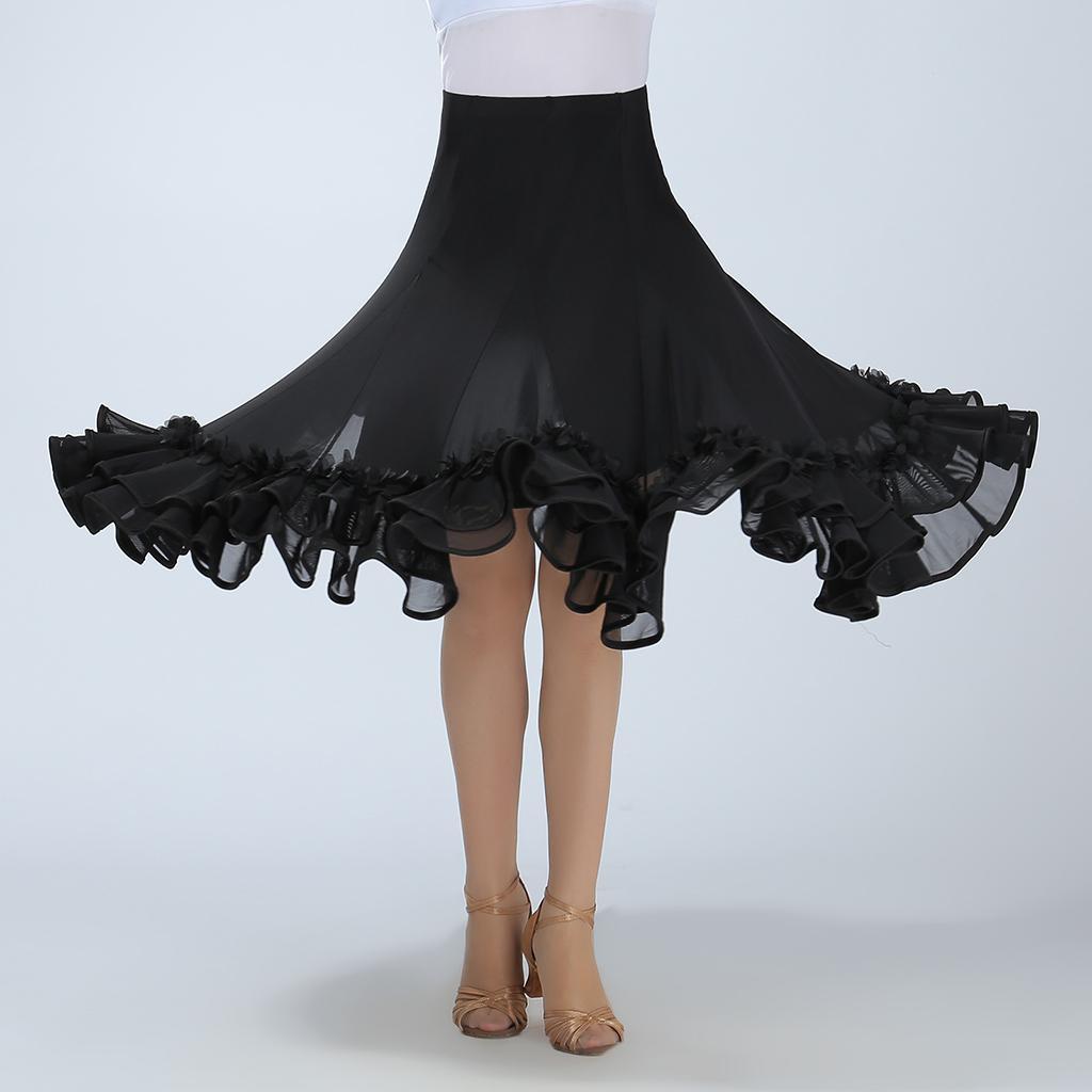 2 Pieces Women Lady Dance Skirt Ballroom Dance Skirt Full Circle Modern Dress Party Costume Dancewear