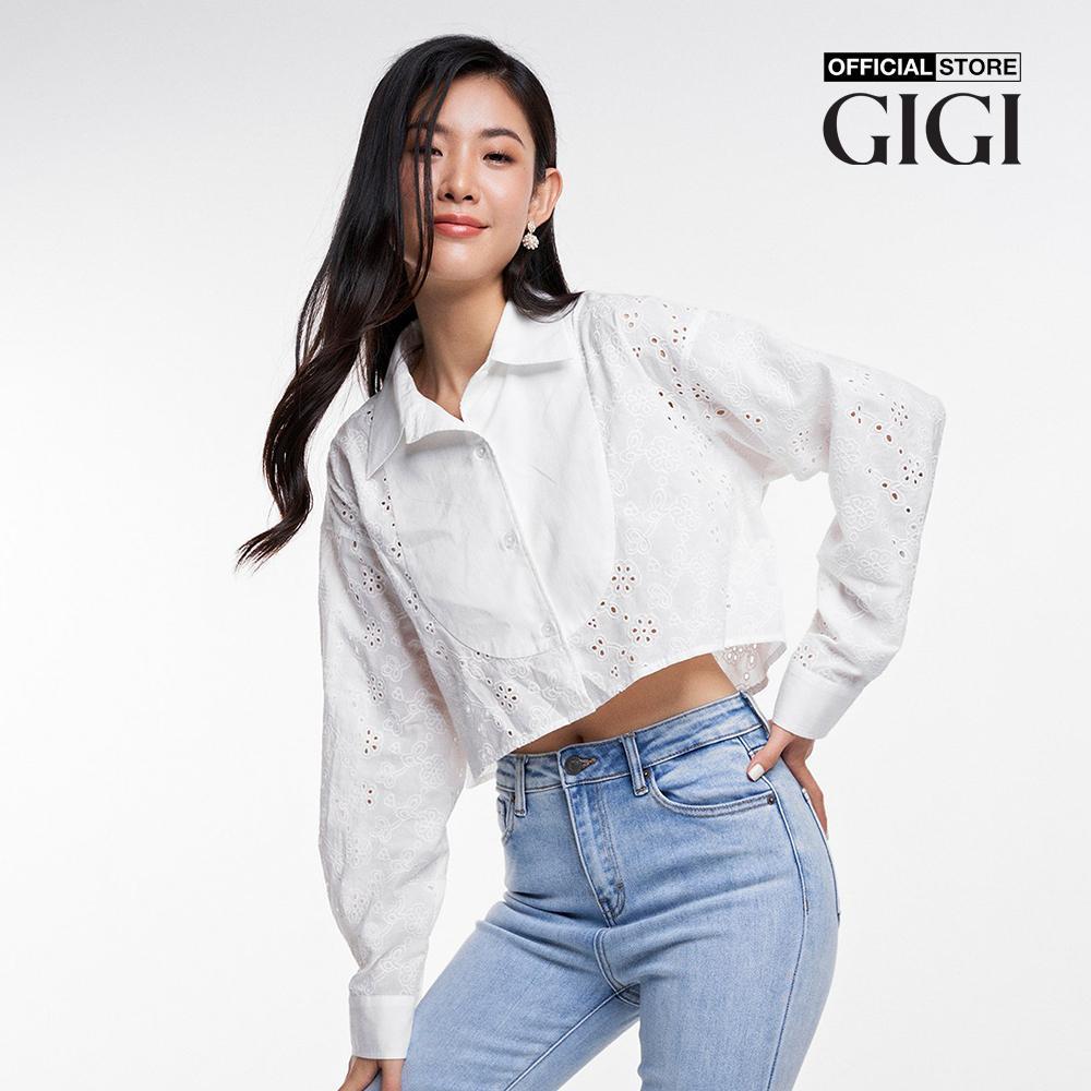 GIGI - Áo sơ mi nữ cổ bẻ tay dài phom croptop hiện đại G1106T231298