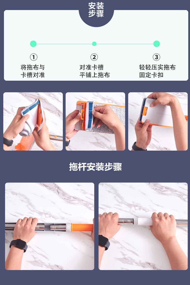 Cây lau nhà tự vắt thông minh, chổi lau nhà tự vắt thiết kế silicon gạt nước đa năng cây lau dài 128cm