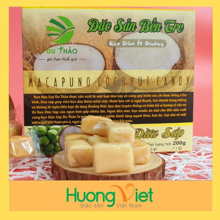 Đặc Sản Bến Tre - Kẹo Dừa Sáp Ít Đường Du Thảo 200G, Kẹo Dừa Thượng Hạng Bến Tre, Kẹo Dừa Bến Tre Mềm Dẻo